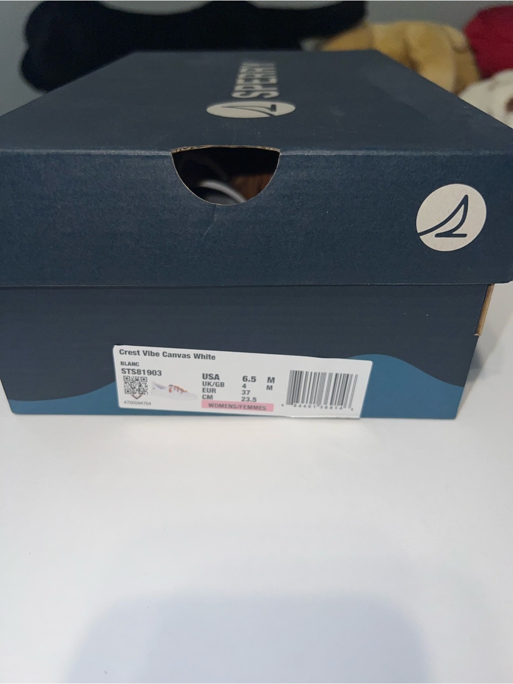 Sperry Crest Vibe Canvas White Sneaker Box